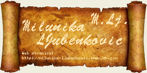 Milunika LJubenković vizit kartica